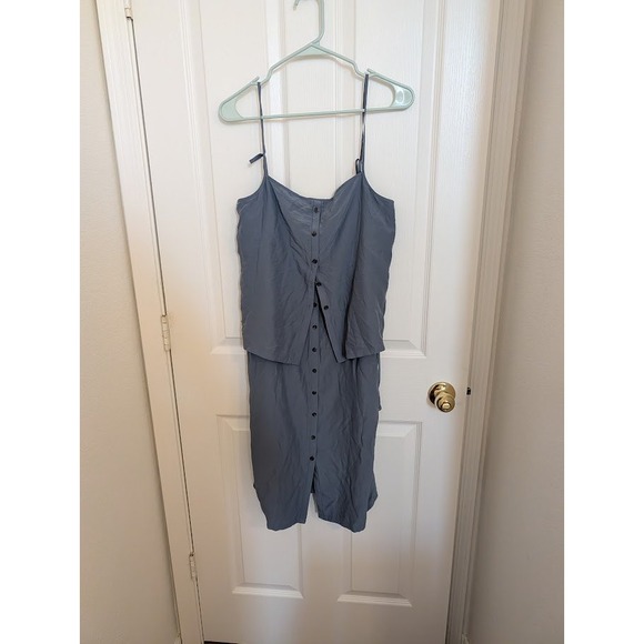 Modern Citizen Blue Button Front Suspender Dress Tie Waist Casual‎ Small - Picture 4 of 11